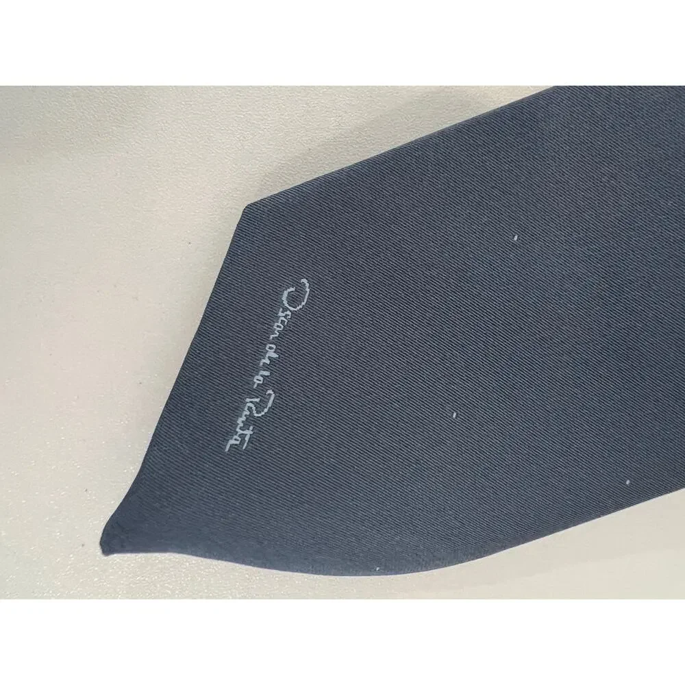 Oscar de la Renta Men’s Neck Tie Silver Blue Silk Blend